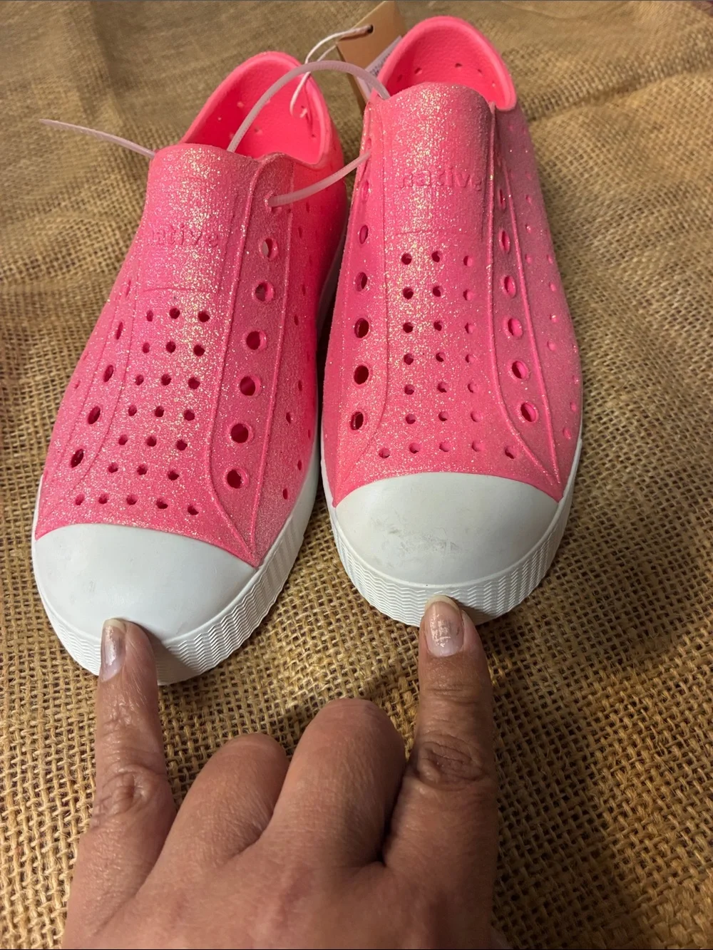 Pink glitter Native Jefferson Bling rubber shoes